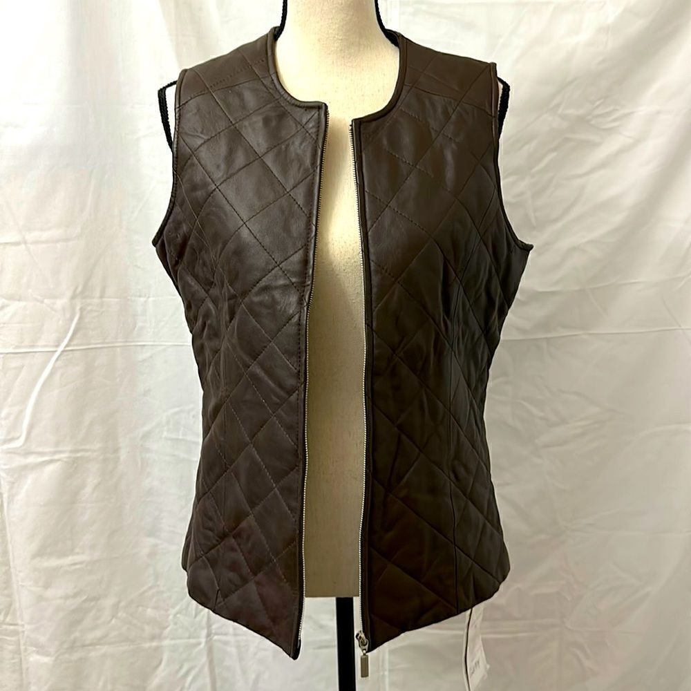Pamela McCoy women’s brown leather vest size S